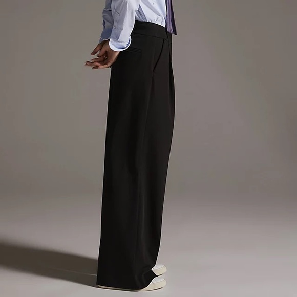 By Anthropologie Mid-Rise Pleated Trousers black - Picture 2 of 8